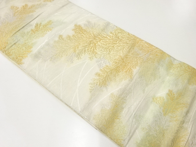 アンティーク　草葉模様織出し袋帯（材料）